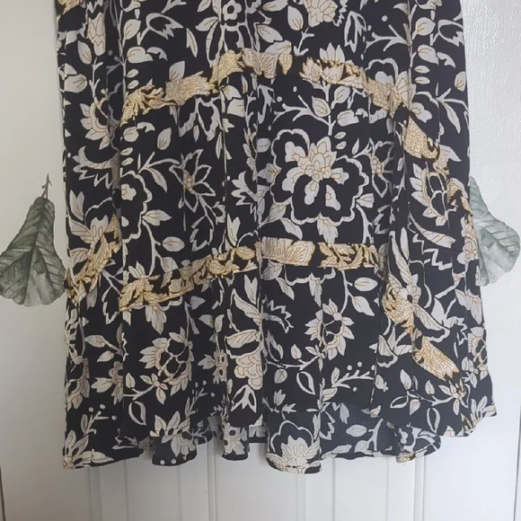 Anthropologie Black and Yellow Robin Flutter Sleeve Mini Dress - Picture 8 of 9